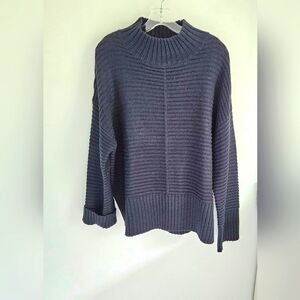 Topshop navy ribbed turtleneck sweater